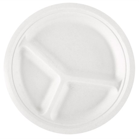 ASSIETTE BIONIC 3 COMPARTIMENTS D.26X2.6 CM CELLULOSE BLANC (VENDU PAR 800)