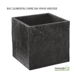 Bac carré en béton ciré 49 cm - Relief ardoise - 80L - 017352_0