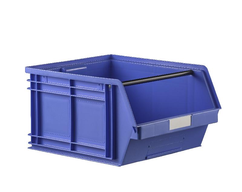 Bac à bec plastique gerbable - 63 litres - Coloris bleu - Barre de maintien_0