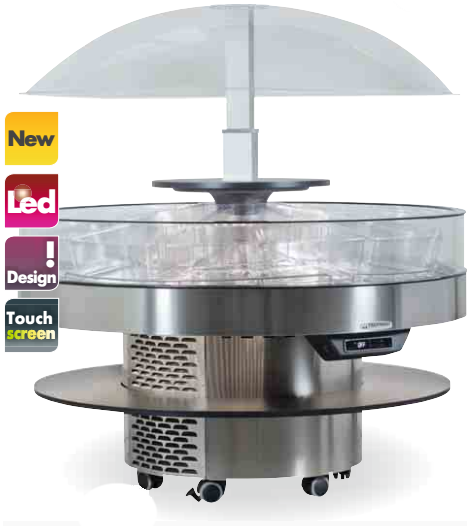 Buffet réfrigéré avec LED ultra design - look futuriste - capacité 20 bacs - structure inox et plexiglass_0