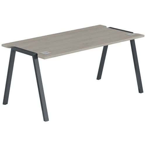 BUREAU GARY 160 X 70 CM PIED ANTHRACITE PLATEAU CHÊNE GRIS - MBA