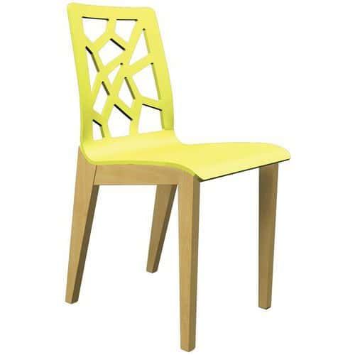 CHAISE IRISS 4 PIEDS COQUE VERT POMME/HÊTRE NATUREL