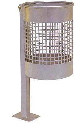 Corbeille en acier peint Angers - 55L - fixation au sol par platines - finition couleur argent_0