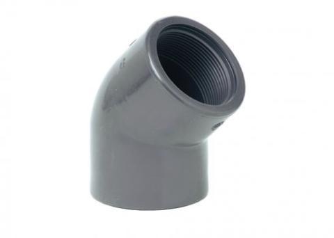 Coude 45° PVC taraudé PN 16 - Référence 01HFVC - Diamètre 1/2