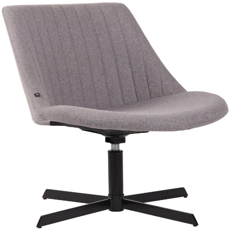 Décoshop26 - Chaise lounge design en tissu gris avec dossier à coutures verticales avec piètement étoile en métal 10_0008227 - gris métal 300026_0