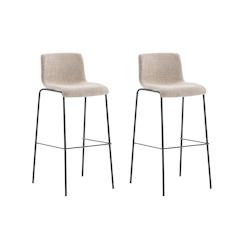 Décoshop26 - Lot de 2 tabourets de bar avec repose-pieds dossier incurvé en tissu crème et 4 pieds en métal noir 10_0004199 - noir 3000251978834_0