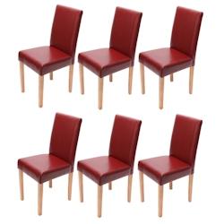 Décoshop26 - Lot de 6 chaises de salle à manger cuisine en synthétique rouge pieds en bois clair design moderne 04_0000710 - 3000086032695_0