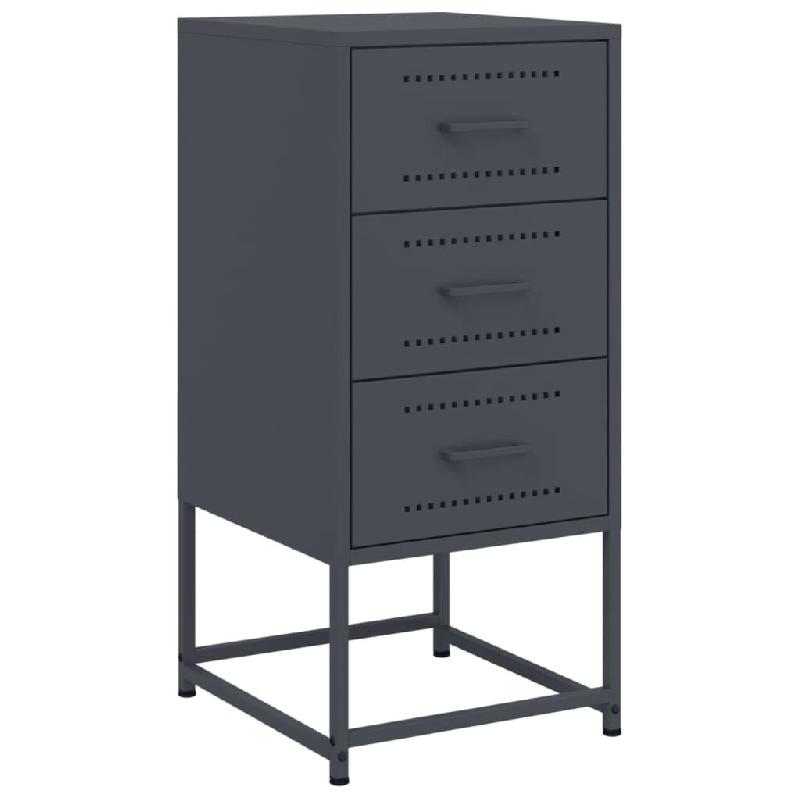 Décoshop26 - Table de chevet avec 3 tiroirs 36 x 39 x 78 cm acier anthracite DEC033107 - 3000259336896_0