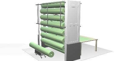 Dérouleur dynamique pour bâche - stockeur rotatif pour moquette et matériaux souples_0