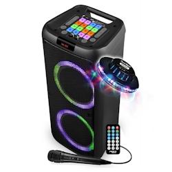 Enceinte Sonorisation - Party Karaoké SUNSET 208 - 600W USB/SD/PC Bluetooth, Micro filaire, 2x Boomer à LED RVB + Soucoupe Ovni - 3701123948787_0