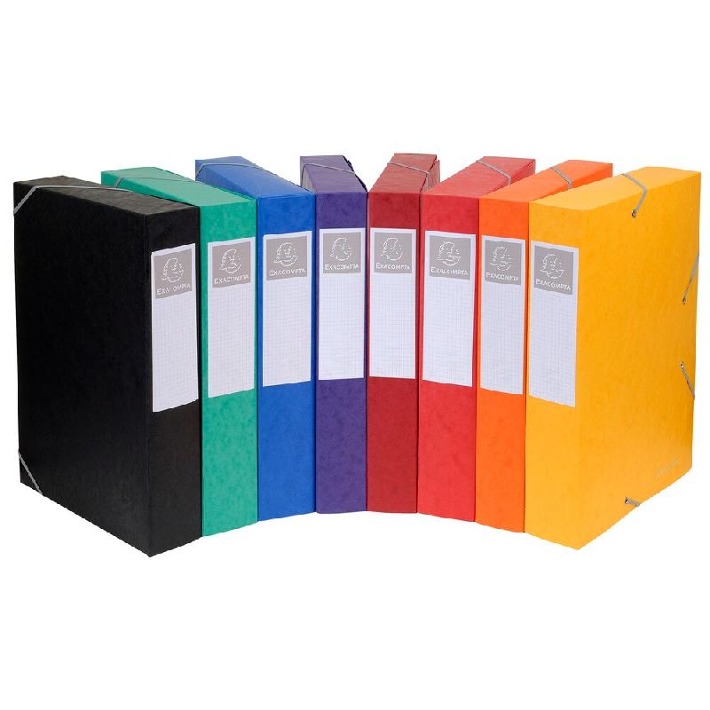 Exacompta Lot de 10 Boîte à élastique CARTOBOX NATURE FUTURE, carte lustrée, dos de 60, coloris assortis - 16000H_0