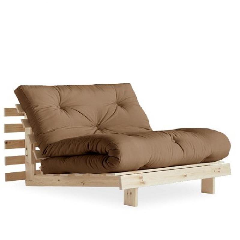 FAUTEUIL CONVERTIBLE FUTON ROOTS PIN NATUREL COLORIS MOCCA COUCHAGE 90 X 200 CM._0