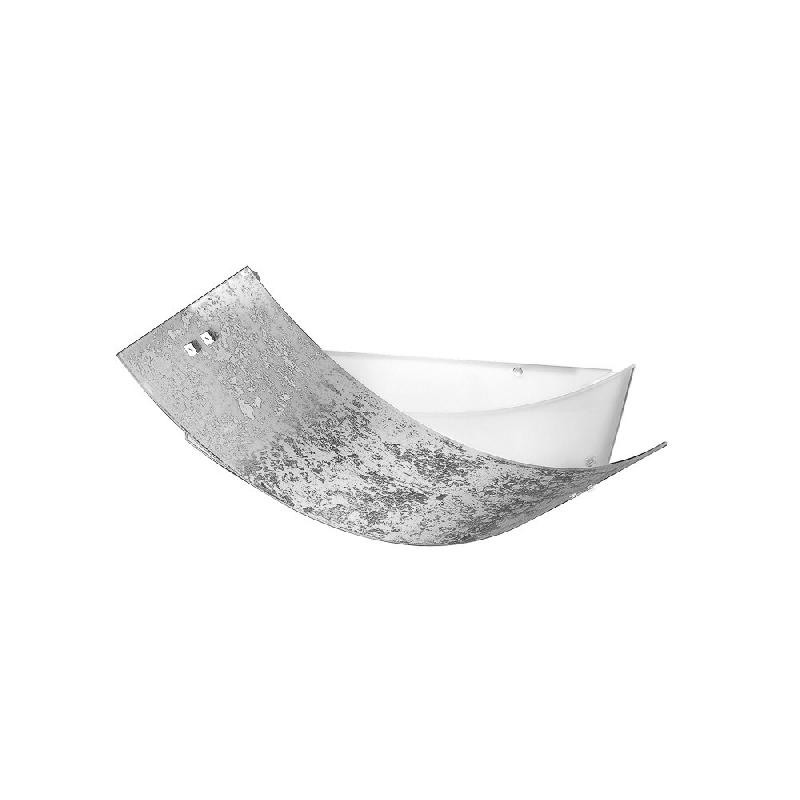 Gea Luce Camilla - Plafonnier Argenté 2Xe27 Max 2X70W Ip20 - Applique Moderne Avec Diffuseur En Verre Argenté Et Cadre Blanc 63,5X39Cm - CAMILLA P/M_0