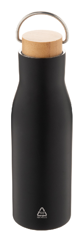 Gourde isotherme - double paroi en acier inoxydable recyclé - couvercle en bambou - 500 ml_0