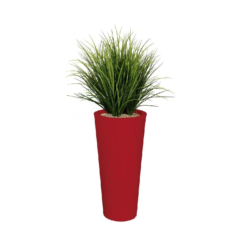 Graminées artificielles en bac extérieur - Génexco - Pot rond 85 cm - Hauteur totale 135 cm_0