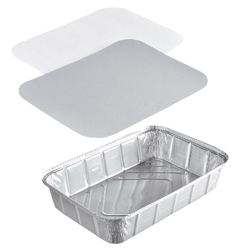 Grand Plat Aluminium Pro NOVATRAY 2100ml (315x215mm) + Couvercle - VALUE PACK - Spécial Rôtisseur & Boucherie - Lot de 600 - KBL2100RS_0