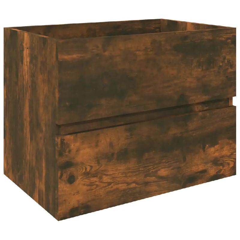 Helloshop26 - Armoire de lavabo murale design moderne rangement 60 x 38,5 x 45 cm en bois d'ingénierie chêne fumé 02_0048232 - Bois massif 30002351_0