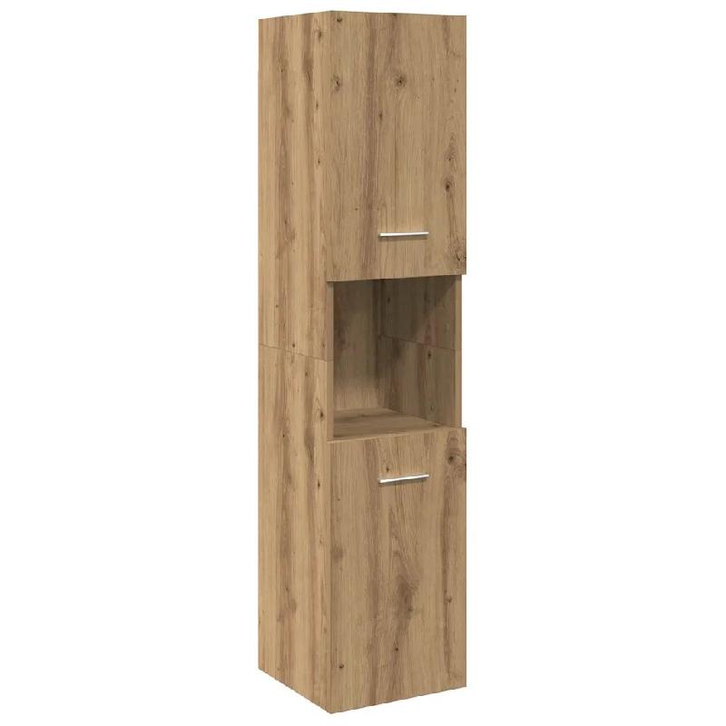 Helloshop26 - Armoire de salle de bain suspendue moderne rangement spacieux 30 x 30 x 130 cm en bois d'ingénierie chêne artisanal 02_0050806 - Bois_0