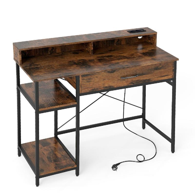 Helloshop26 - Bureau informatique 106 x 48 x 90 cm avec station de charge intégrée et tiroir spacieux style moderne en bois 20_0017749 - métal 3000_0
