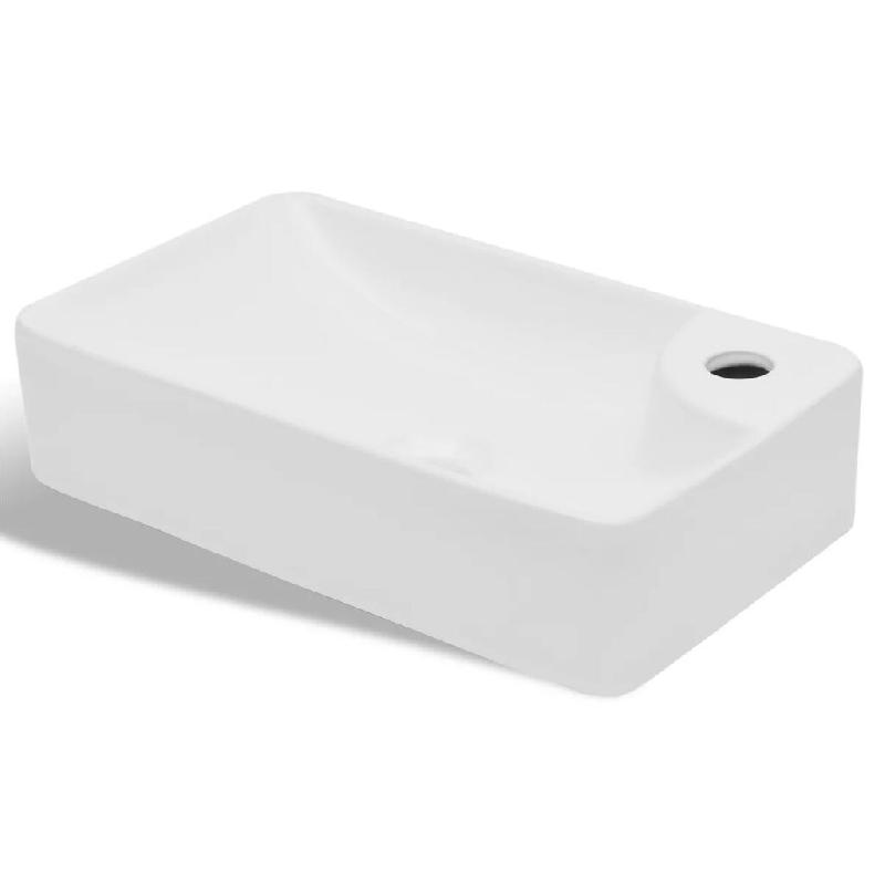Helloshop26 - Lavabo à trou pour robinet  pour salle de bain lavabo 44 x 25 cm céramique blanc 02_0002509 - 3000100061533_0