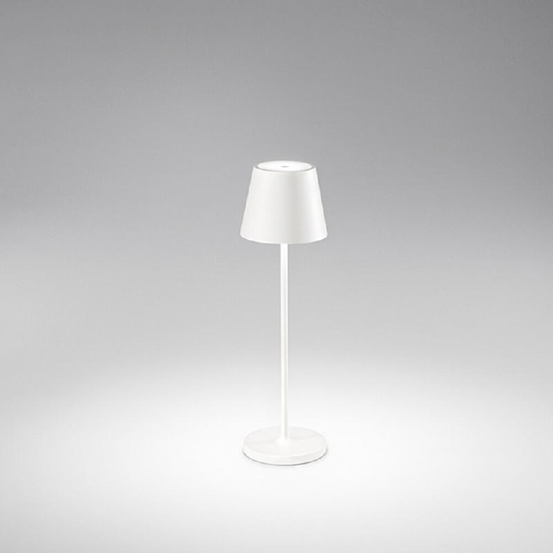 Lampe de table LED rechargeable 2 W 3000 K IP54, série 8124, blanc mat, design moderne en métal, intensité variable par simple pression - Perenz -_0