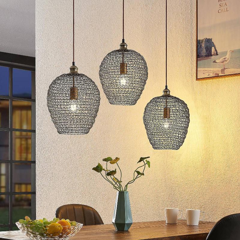 LINDBY BENJA SUSPENSION, À 3 LAMPES, LAITON