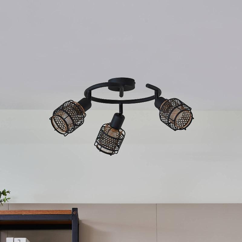 LINDBY EUDORIA PLAFONNIER À 3 LAMPES NOIR/DORÉ