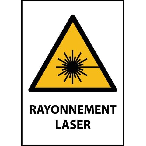 LOT DE 2 - PANNEAU DE DANGER - RAYONNEMENT LASER- W004 - ISO EN 7010 VINYLE SOUPLE AUTOCOLLANT A4