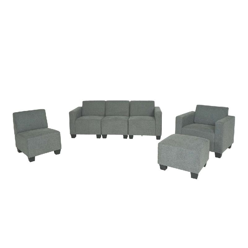 Mendler Modular Sofa-System Ensemble de canapés Lyon 3-1-1-1, tissu/textile ~ gris - gris textile 2x75186+75187+75188+75189+75190_0