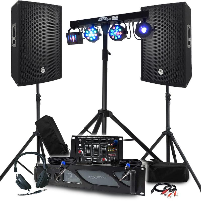 Pack Sono BM SONIC 4400W Amplificateur 3000W, Enceintes Passives 15