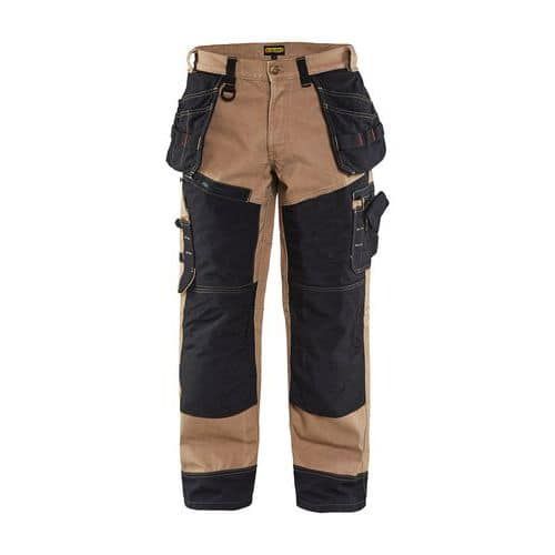 PANTALON DE TRAVAIL X1500 COTON CANVAS BEIGE ET NOIR - BLAKLADER