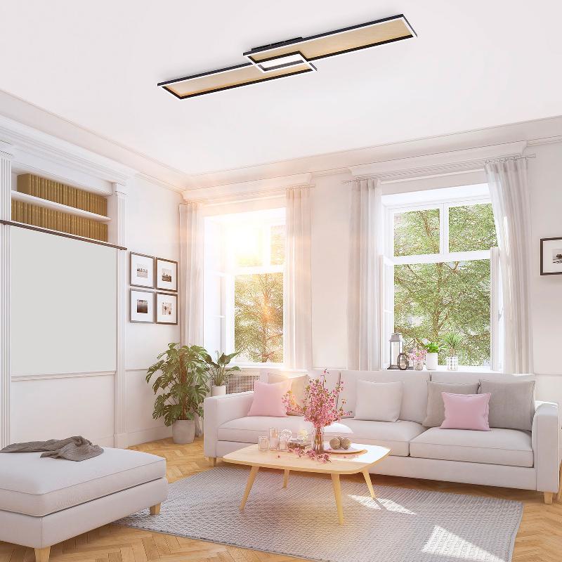 PAUL NEUHAUS PLAFONNIER LED AMARA, DEUX RECTANGLES, NOIR