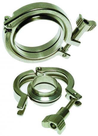 Raccord complet CLAMP SMS en inox 316L - agro-alimentaire - avec joint EPDM et collier inox 304_0