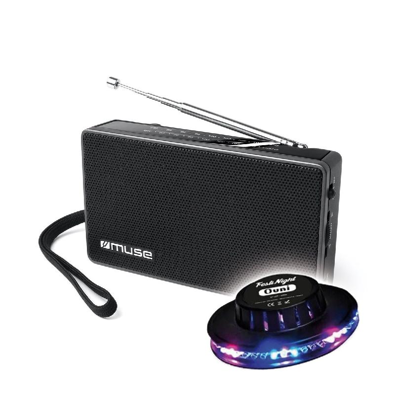 RADIO Portable  M-030-R - FM pivotante- Volume Marche/Arrêt réglage rotatif - Sélecteur de gammes d'ondes, Lumière OVNI LED - 3666638039743_0