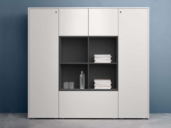 Armoire mi-haute avec niche et tiroirs L184 H170 cm About Office_0