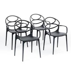 RATTATAN Set de 4 chaises en polypropylène avec fibre de verre, empilables pour extérieur et jardin, bar et restaurant, cuisine design moderne -Char_0
