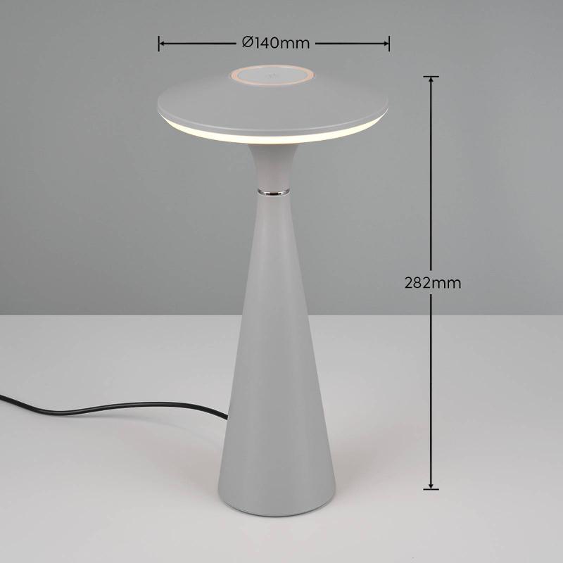 REALITY LEUCHTEN LAMPE DE TABLE LED RECHARGEABLE TORREZ, GRIS, HAUTEUR 28,5 CM, CCT