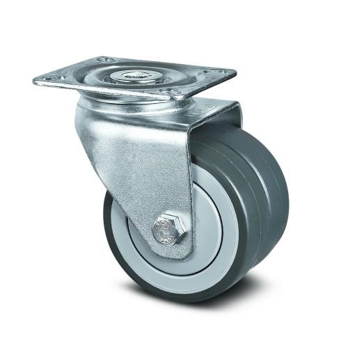ROULETTE PIVOTANTE DOUBLE GALET - FIXATION PLATINE - Ø 75 MM - AGILA TWIN TENTE