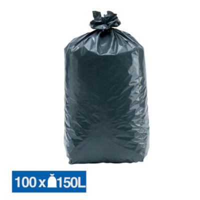 Sacs poubelle déchets lourds Tradition qualité épaisse gris 150 L, lot de 100_0