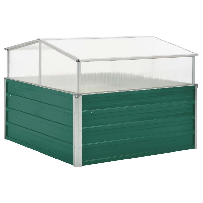 Serre de jardin 100 x 100 x 77 cm - Acier galvanisé vert - Panneaux en PC et cadre aluminium_0
