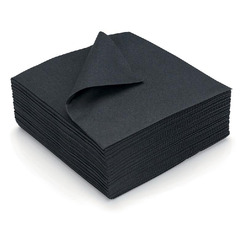 Serviettes de table jetables aspect tissu 40 x 40 cm Noir - Lot de 50_0