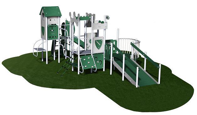Structure de jeux inox PMR 2 tours - Gamme Châteaufort CHPE12T - Pour enfants dès 2 ans et jusqu'à 45 utilisateurs_0