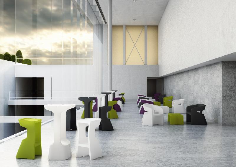 Table mange-debout intérieur/extérieur Karla - Sokoa - Blanc, Sans plateau verre_0