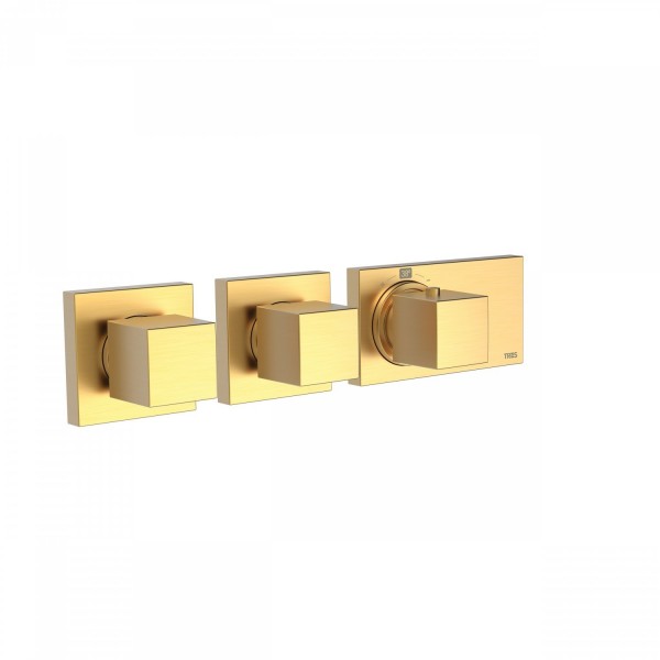 THERMOSTATIQUE À ENCASTRER BLOCK SYSTEM OR MAT (3 VOIES) - TRES 20725399OM
