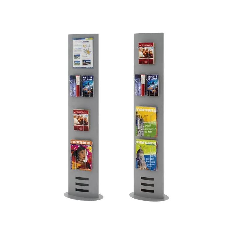 Totem d'exposition / Porte brochure - Utilisation simple ou double-face - H.165 x L.31 cm_0