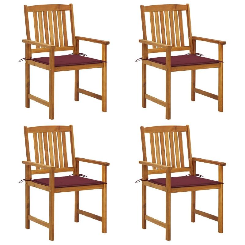 VidaXL Chaises De Jardin Avec Coussins Lot De 4 Bois D Acacia Massif - rouge 3061186_0