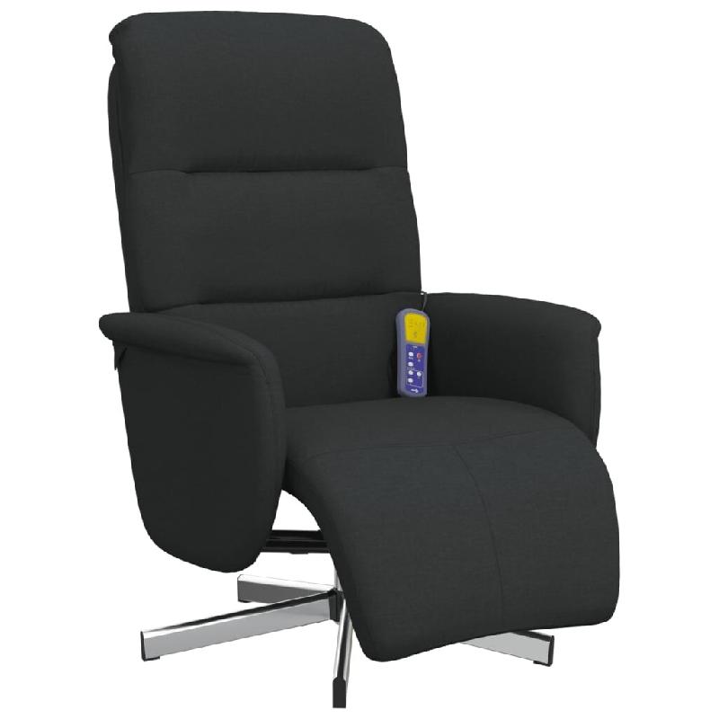VidaXL Fauteuil inclinable de massage avec repose-pieds noir tissu Modèle Hervoriax - 356575_0