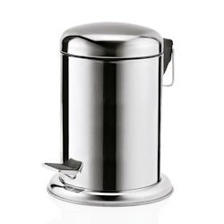 WAS Germany - Poubelle à pédale avec insert plastique, 5 l, Ø 25 cm, inox (1121051) - inox 4044925115193_0