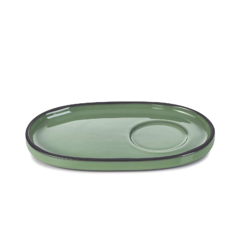 SOUS-TASSE À EXPRESSO OVALE VERT PORCELAINE 13,5 CM CARACTERE REVOL