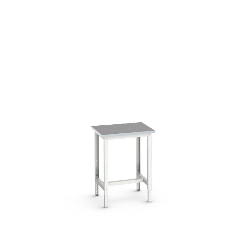 Desserte d'atelier Verso nue - plateau lino - hauteur réglable - 700x600x780-930 mm - RAL 7035_0